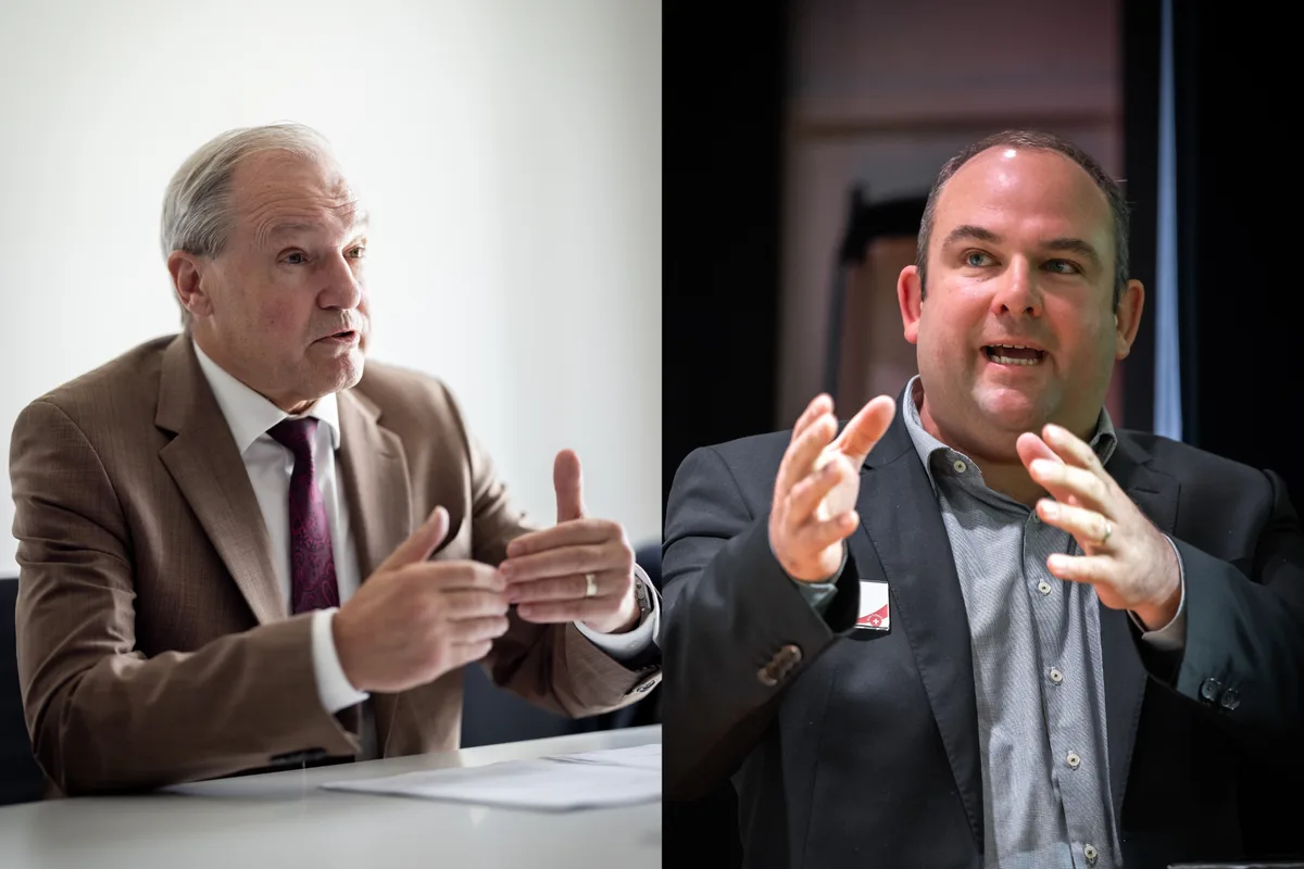 Porträtbilder von zwei Männern.